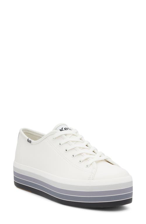 Keds Women's Triple Up Lace Up Gradient Foxing Canvas Sneakers In White Leather