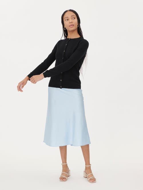 Gobi Cashmere Crew Neck Cardigan In Brilliant Black