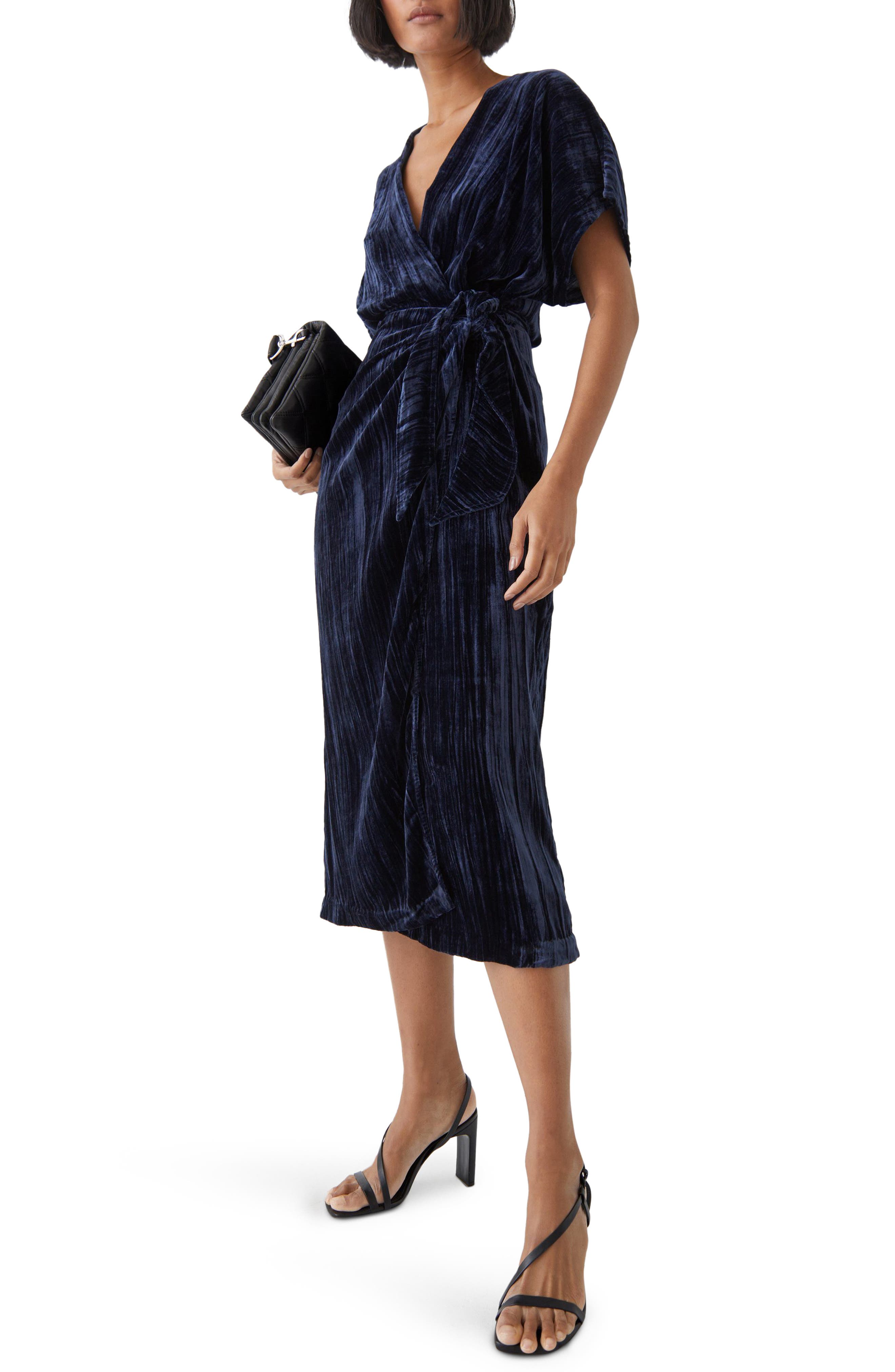 & other stories velvet wrap dress