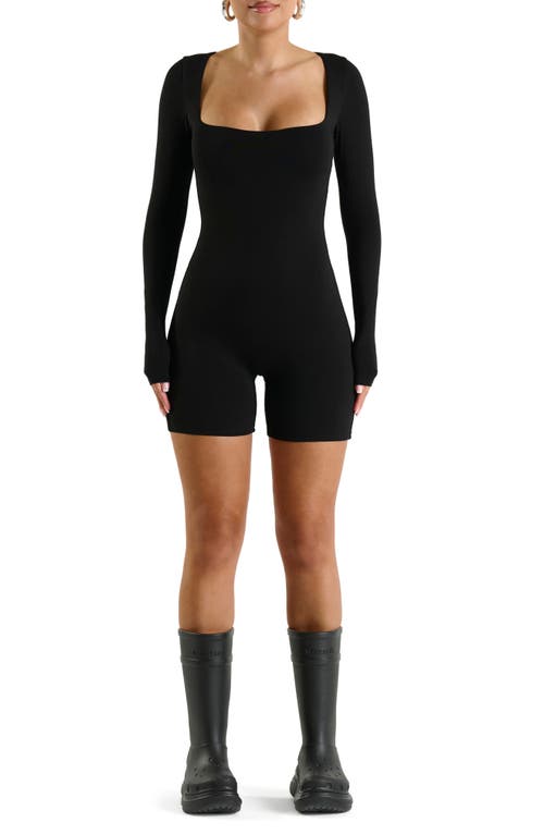 Shop N By Naked Wardrobe Extra Smooth Long Sleeve Romper In Black