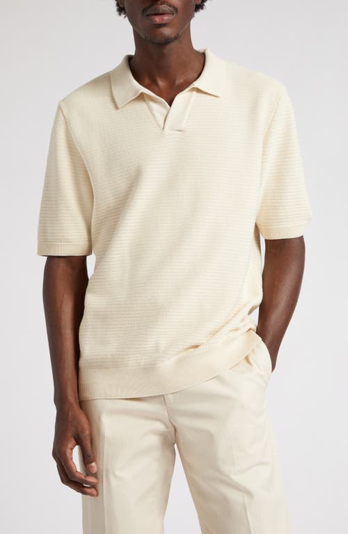 Sunspel Textured Johnny Collar Polo Sweater in Ecru at Nordstrom, Size Medium