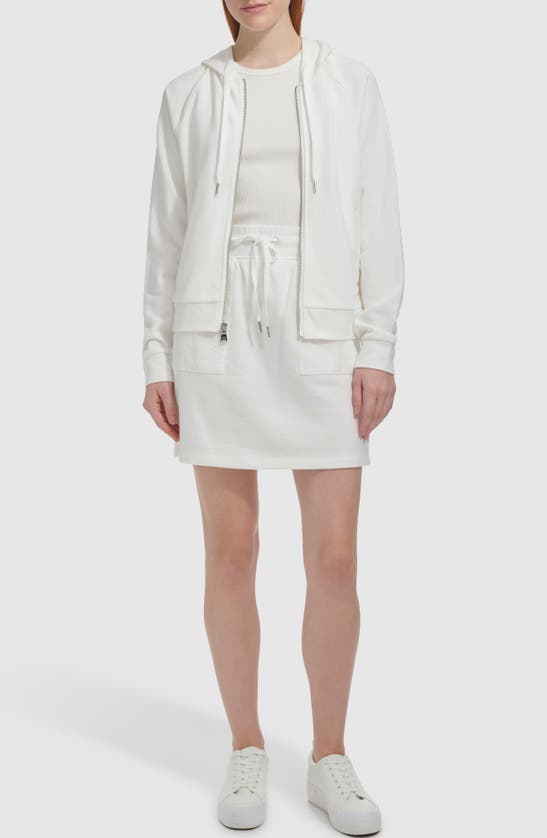 Shop Andrew Marc Sport Eyelet Trim French Terry Zip Hoodie In White