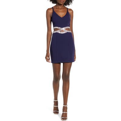 Speechless Sequin Waist Cocktail Dress, Blue