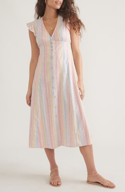 Camila Stripe Button Front Midi Dress