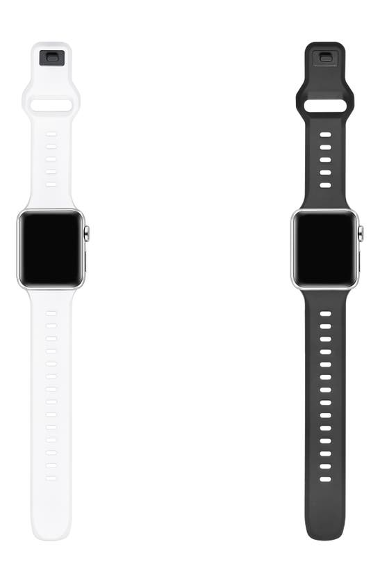 Shop The Posh Tech Assorted 2-pack Silicone Apple Watch® Watchbands In Black/white