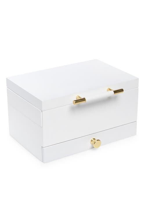 Sliding Tray Jewelry Box in White