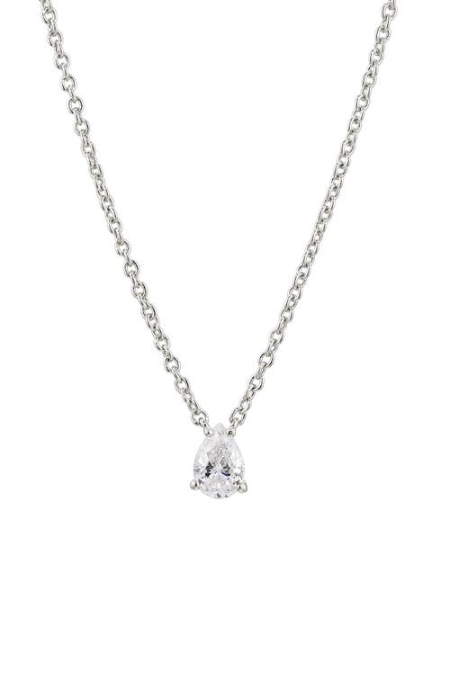 Nadri Modern Luv Small Pear Cubic Zirconia Pendant Necklace in Rhodium at Nordstrom