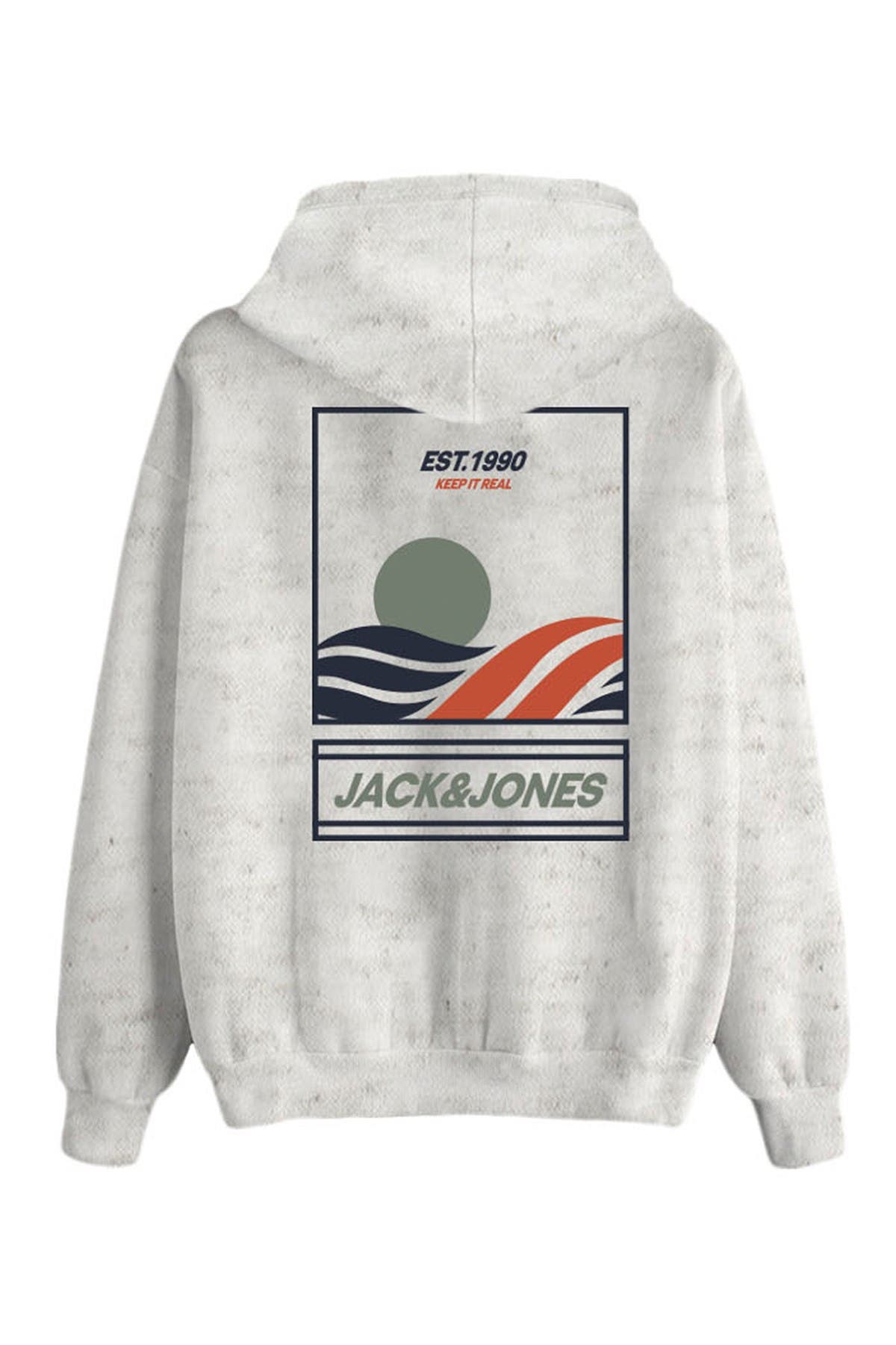 Jack & Jones Graphic Hooded Sweatshirt In Natural