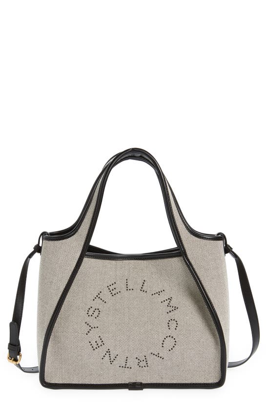 STELLA MCCARTNEY SALT & PEPPER LOGO CANVAS CROSSBODY BAG