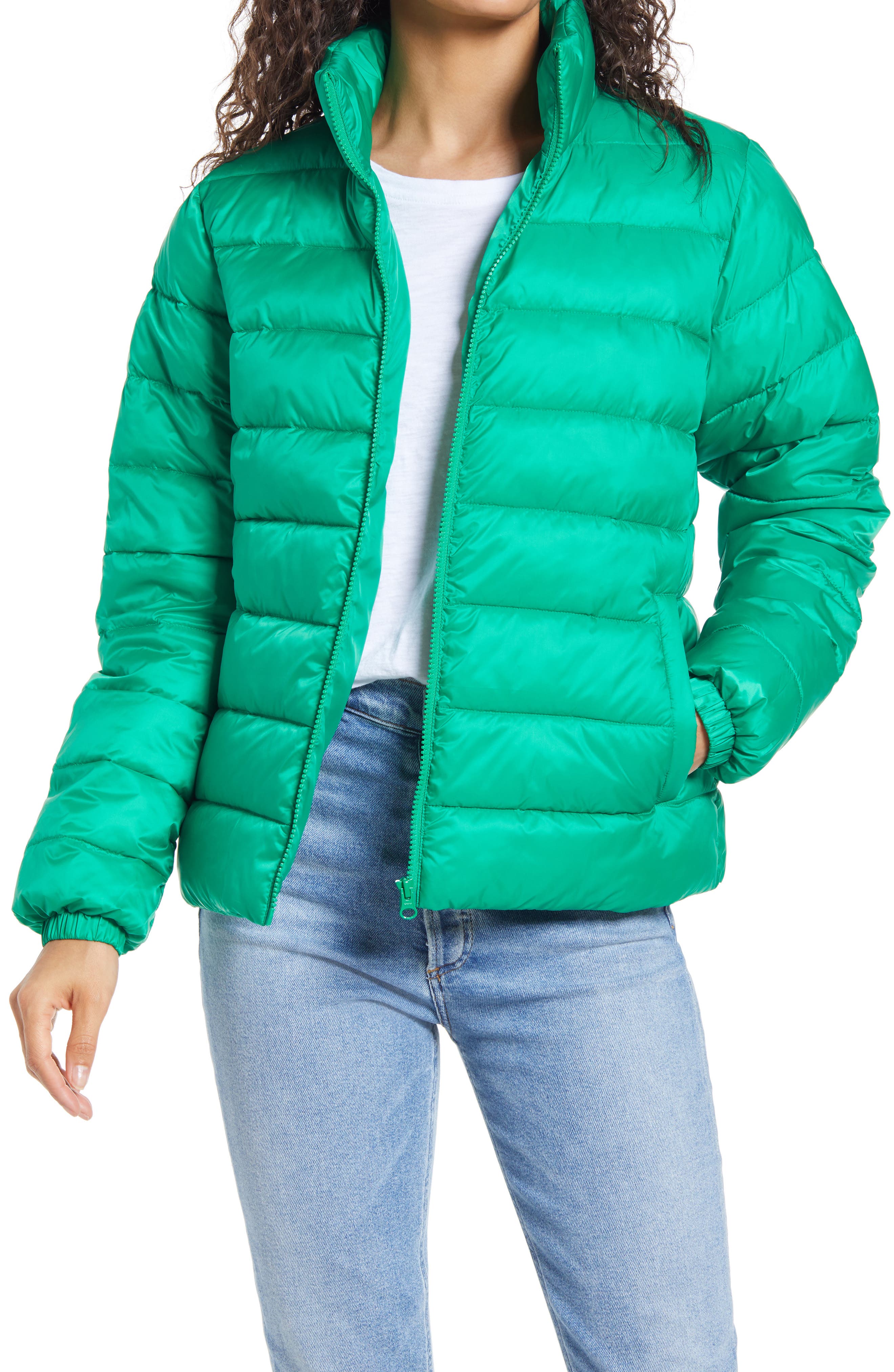 mint green bubble coat