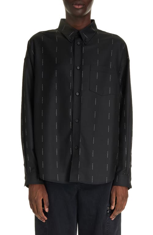 Givenchy Logo Wool Button-Down Shirt Black at Nordstrom, Eu