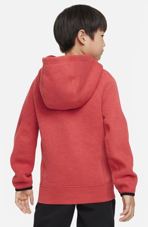 Shop Nike Kids' Sportswear Tech Fleece Pullover Hoodie In University Red Heather/black