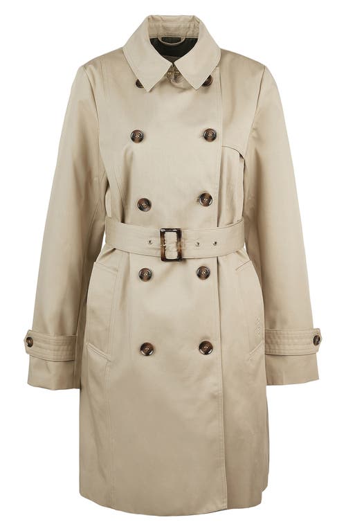 BARBOUR BARBOUR GRETA BELTED WATER RESISTANT TWILL TRENCH COAT 