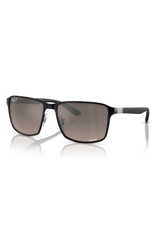 Ray Ban Chromance 55mm Polarized Square Sunglasses In Black/grey