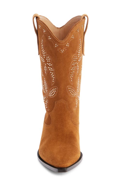 Shop Isabel Marant Duerto Studded Western Boot In Cognac/gold