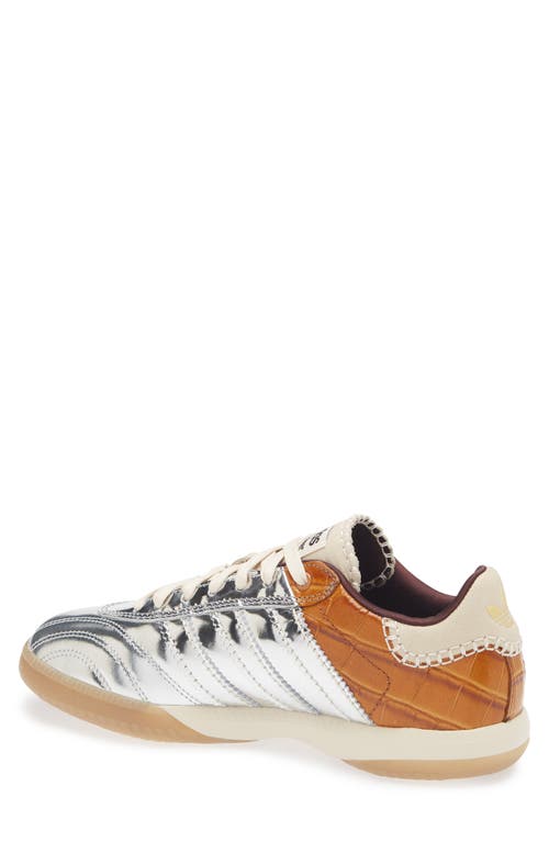 Adidas Originals Adidas X Wales Bonner Samba Panelled Metallic Leather Sneakers In Silver Metallic/easy Yellow