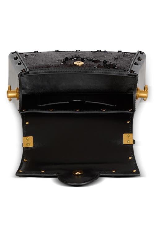 BALMAIN BALMAIN SMALL B-BUZZ DYNASTY SEQUIN & LEATHER TOP HANDLE BAG
