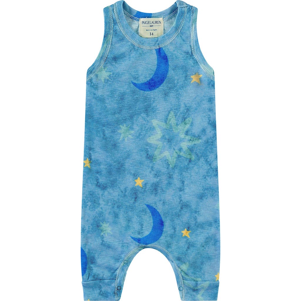 Paigelauren Marble French Terry Romper In Blue