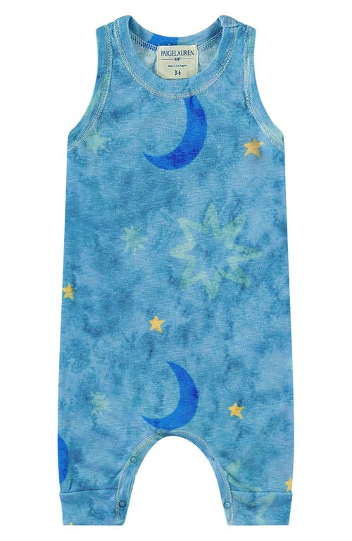 PAIGELAUREN Marble French Terry Romper in Moon/Star Blue at Nordstrom, Size 6-9M