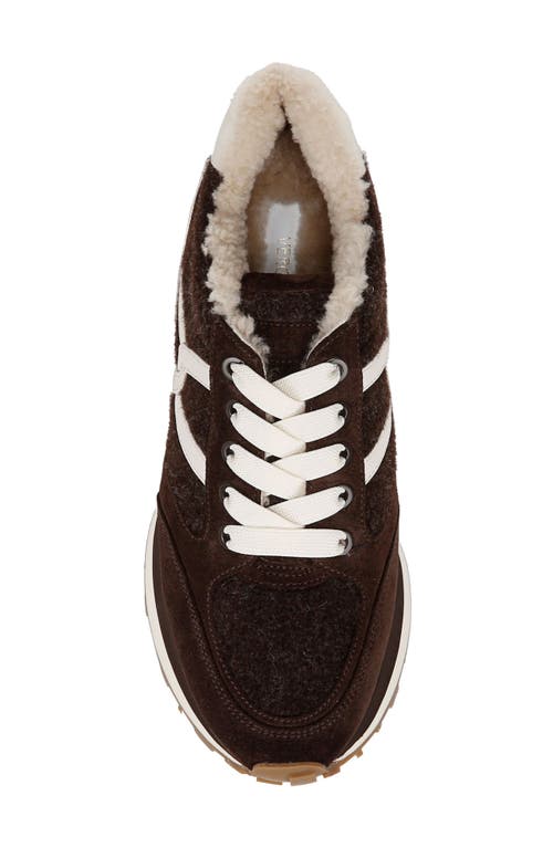 Shop Veronica Beard Valentina Genuine Shearling Lined Sneaker In Espresso