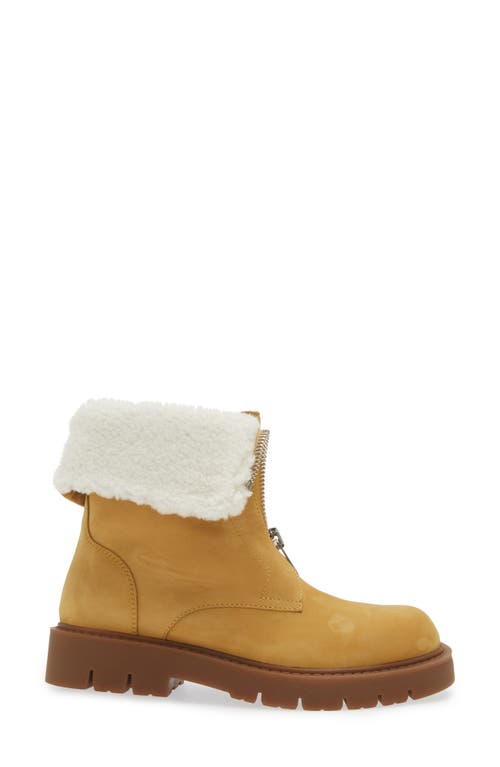 Shop Bottega Veneta Haddock Lug Sole Genuine Shearling Lined Boot In Ochre/popcorn