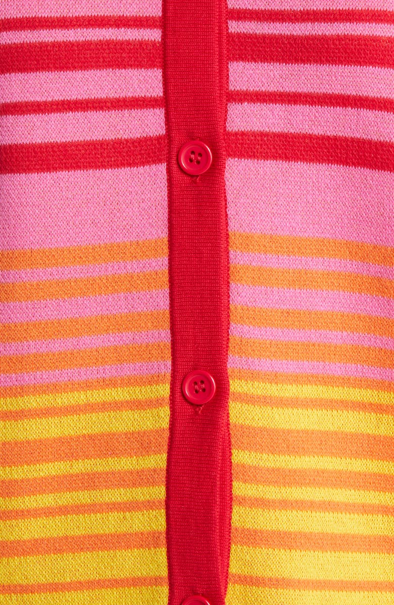 Monrow Sunset Stripe Polo Sweater, Alternate, color, Sunset