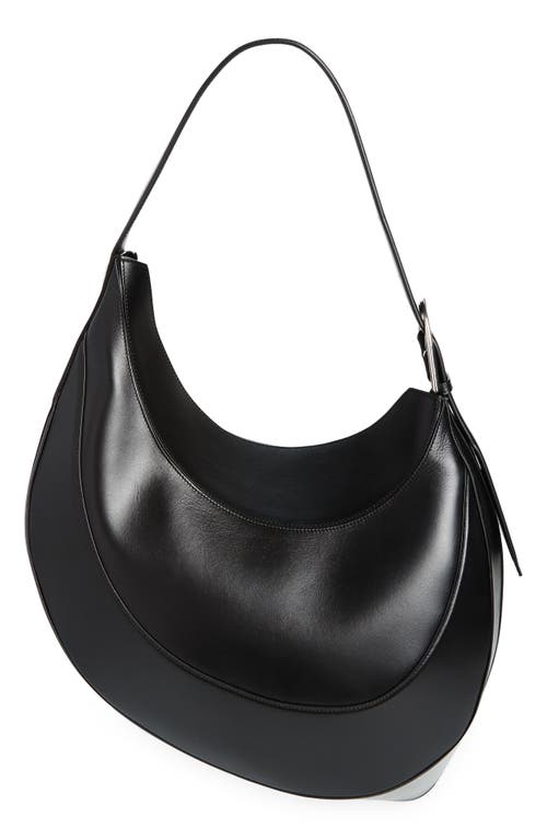 Large Spiral Curve 02 Leather Shoulder Bag in Black