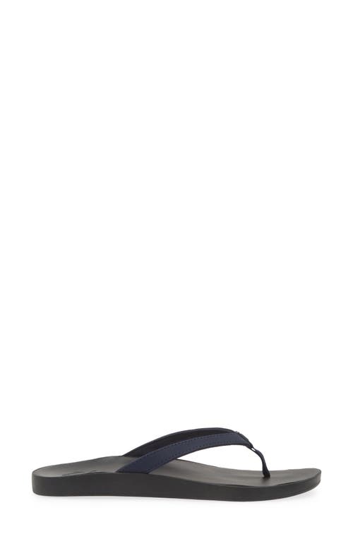 Olukai Puawe Flip Flop In Deepest Depths/black