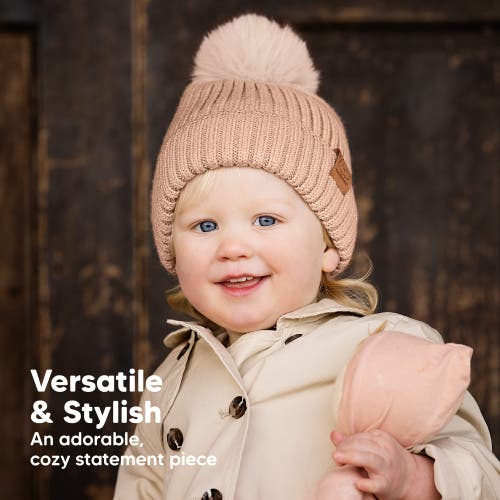 Keababies 2-pack Pom Knitted Beanie In Tea Rose