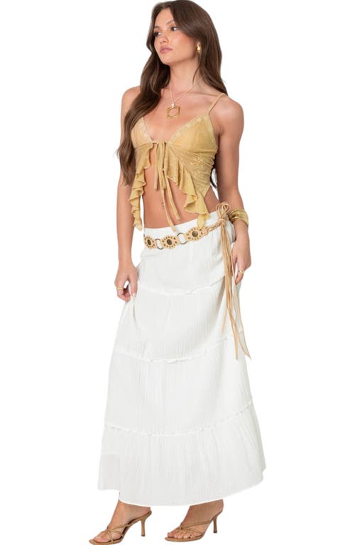 Shop Edikted Yola Embroidered Tie Front Camisole In Nude