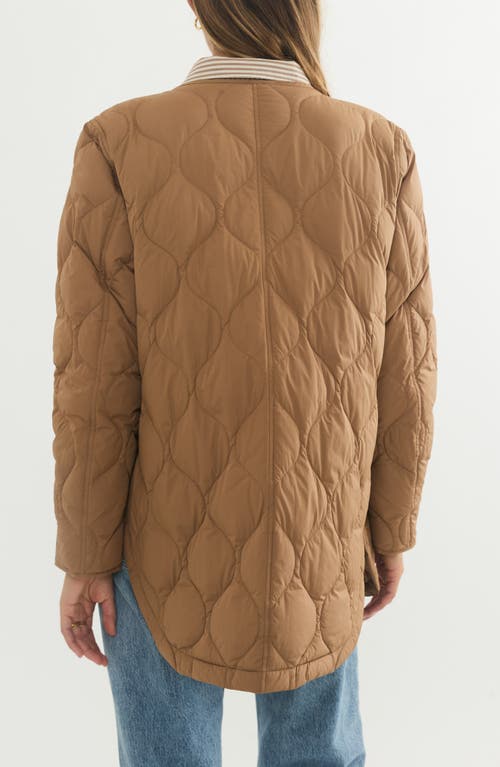 Shop Marine Layer Collarless Quilted Coat In Warm Taupe