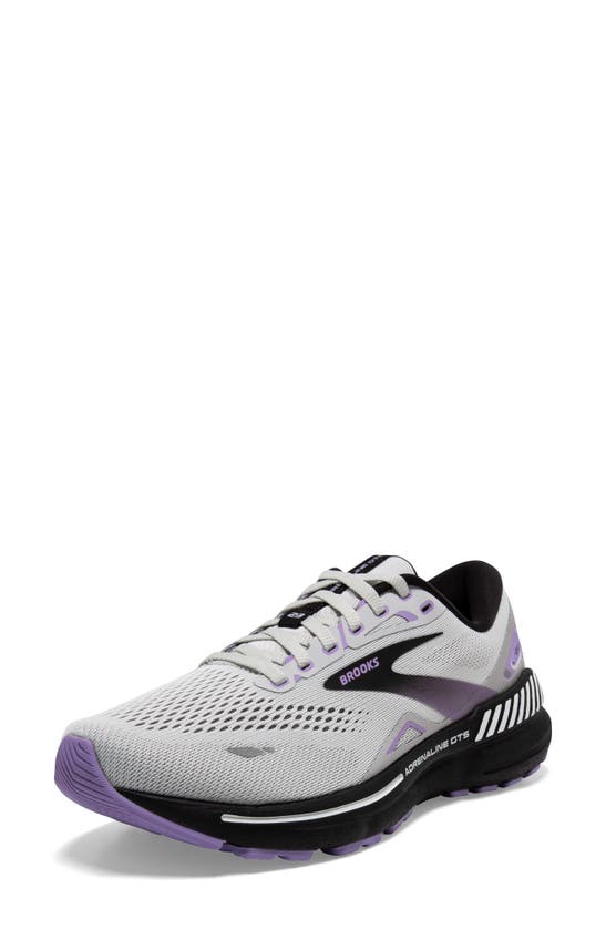 Shop Brooks Adrenaline Gts 23 Sneaker In Grey/ Black/ Purple