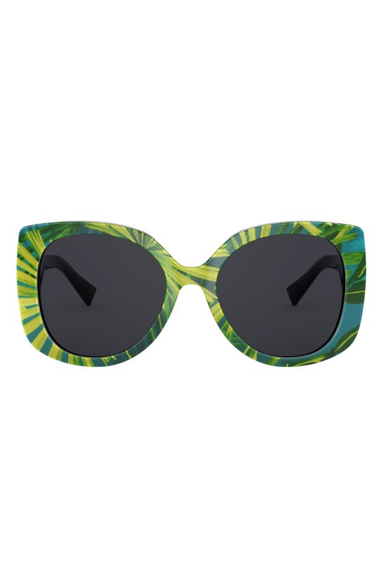Shop Versace 56mm Butterfly Sunglasses In Green/ Blue/ Grey