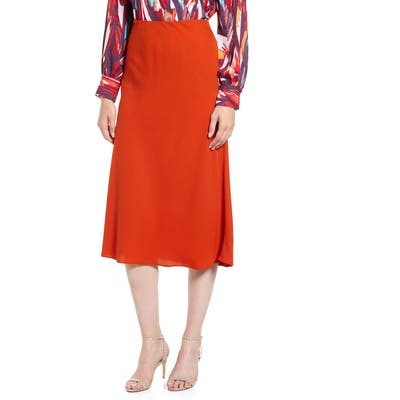 Halogen Bias Cut A-Line Midi Skirt, Brown