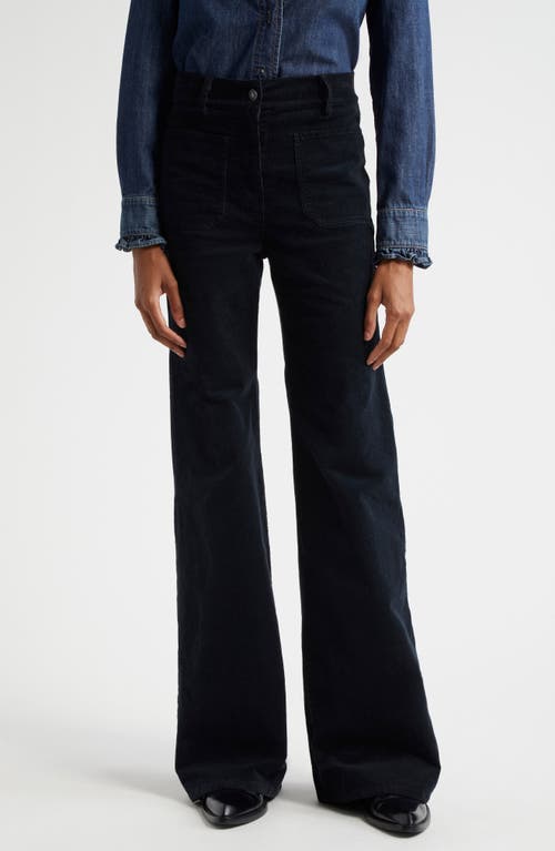 Shop Nili Lotan Florence Corduroy Flare Leg Pants In Midnight