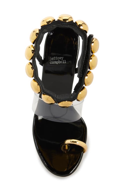 Shop Jeffrey Campbell Occasion Ankle Strap Sandal In Black Patent Gold