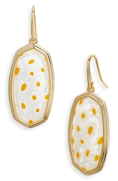 Kendra Scott Elle Frame Drop Earrings in Gold White Mosaic Glass at Nordstrom