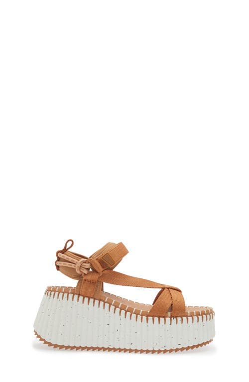 Shop Chloé Nama Platform Wedge Sandal In 276 Smooth Tan