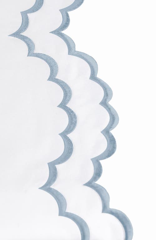 Melange Home Double Scallop Embroidered 300 Thread Count 100% Cotton Sheet Set In Blue/white