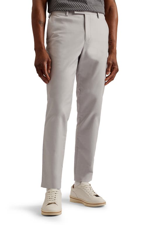 Felixt Slim Tailored Flat Front Pants in Light Grey