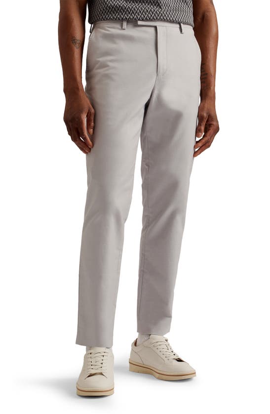 Ted Baker Felixt Slim Tailored Flat Front Trousers In Light Grey