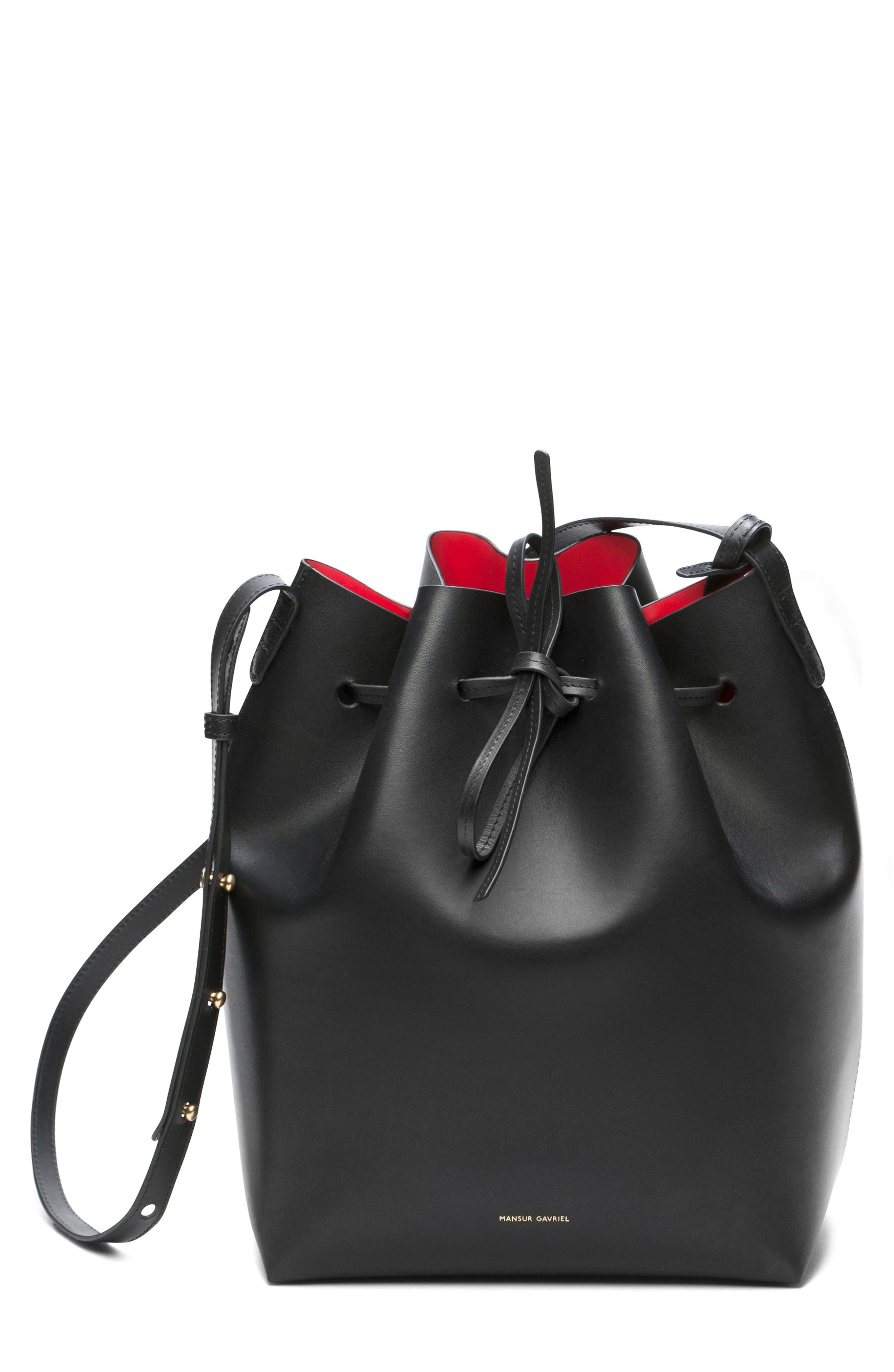 Mansur Gavriel Leather Bucket Bag in Cammello/Rosa
