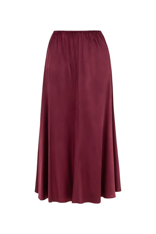 Shop Nocturne Elastic Waisted Midi Skirt In Burgundy