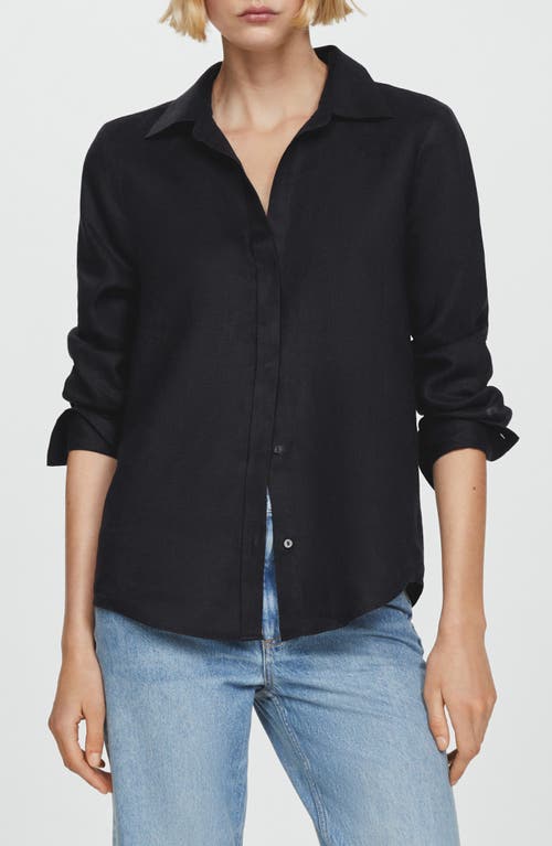 MANGO Button-Up Linen Shirt at Nordstrom,