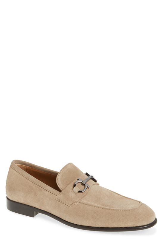 Shop Ferragamo Foster Bit Suede Loafer In Beige