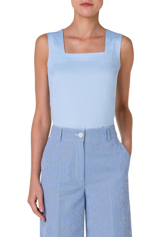 Akris punto Fitted Square Neck Stretch Modal Tank in Pale Blue