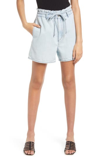 Rag & Bone Cotton & Linen Denim Shorts In Blue