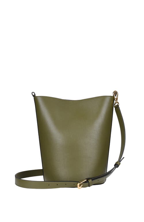 Shop Hyer Goods Upcycled Leather Convertible Bucket Bag In Olive