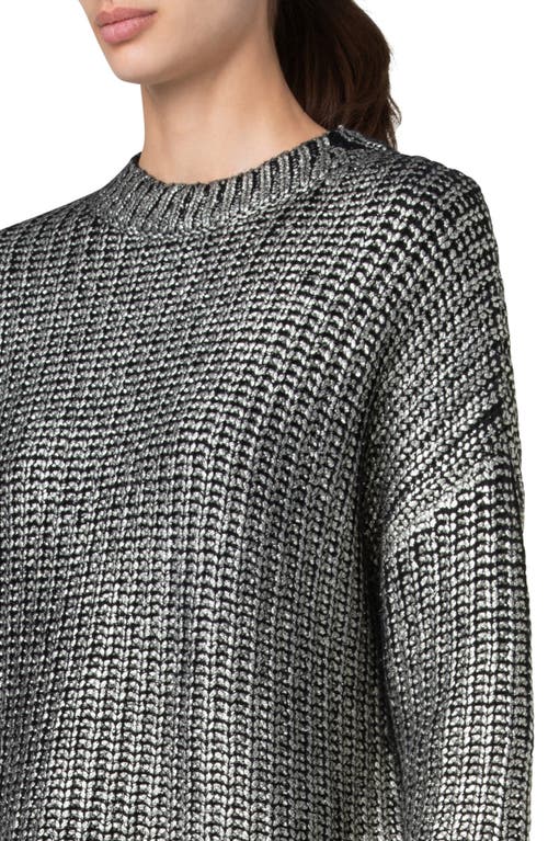 Akris Punto Oversize Laminated Shaker Stitch Sweater In Black-gold