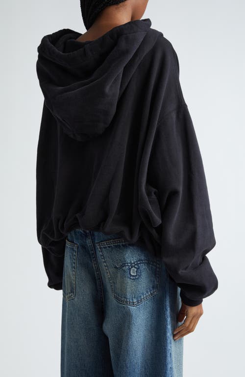 Shop R13 Bubble Hem Cotton Zip Hoodie In Black